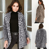 New Fashion Manta cu imprimeu leopard Cardigan de pluș de lungime medie pentru femei