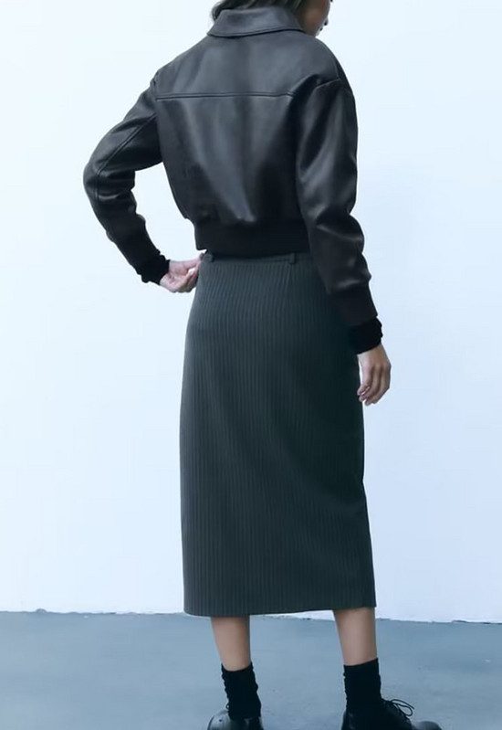 Jachetă bomber de damă din imitație de piele, cu buzunar cu fermoar, haină pentru femei, culoare solidă, negru, mânecă lungă, de bază, toamnă și iarnă 2023