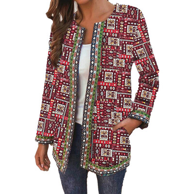 Jesenske ženske jakne Ženski kardigan Široka ulična odjeća Ženski kaput Etnički džep Vintage Ženski kaput protiv skupljanja Široka gornja odjeća