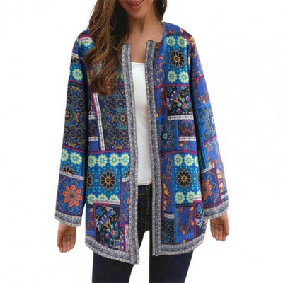 Jesenske ženske jakne Ženski kardigan Široka ulična odjeća Ženski kaput Etnički džep Vintage Ženski kaput protiv skupljanja Široka gornja odjeća
