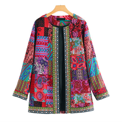 Jesenske ženske jakne Ženski kardigan Široka ulična odjeća Ženski kaput Etnički džep Vintage Ženski kaput protiv skupljanja Široka gornja odjeća