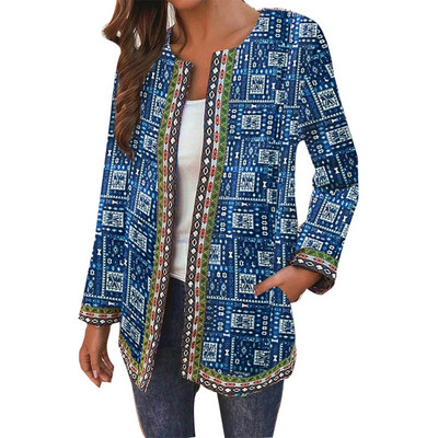 Jesenske ženske jakne Ženski kardigan Široka ulična odjeća Ženski kaput Etnički džep Vintage Ženski kaput protiv skupljanja Široka gornja odjeća