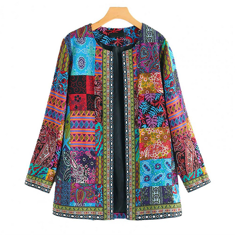 Jachete de toamnă pentru femei Cardigan pentru femei, îmbrăcăminte de stradă, haină etnică, buzunar, vintage, haină anti-strângere pentru femei.