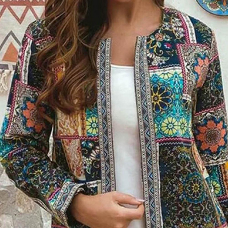 Jachete de toamnă pentru femei Cardigan pentru femei, îmbrăcăminte de stradă, haină etnică, buzunar, vintage, haină anti-strângere pentru femei.