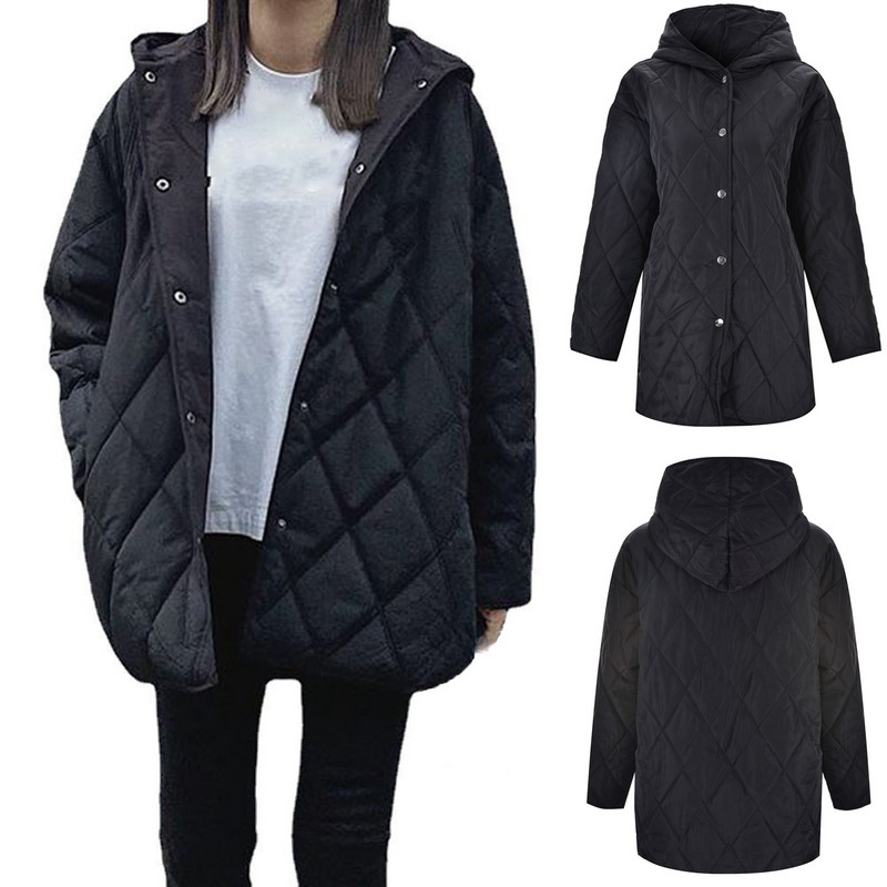 Jachetă de puf caldă pentru damă, ocazional, de culoare solidă, paltoane ușoare de puf, iarnă, cu mânecă lungă, căptușită, parkas