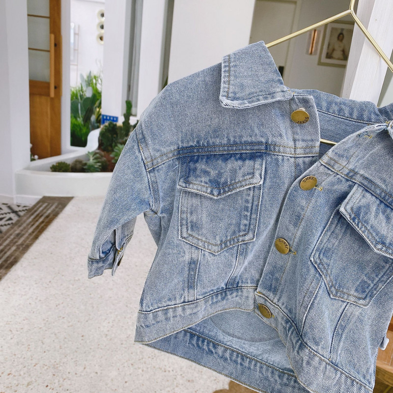 Mala djeca Dječaci Djevojčice S osmijehom Slatke traper traper jakne 1-6 godina Baby Letter Korejski stil Proljeće Jesen Pamučni kaputi