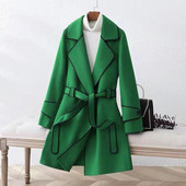 Jachetă pentru doamnă la modă Trenci elegant pentru doamnă cu rever slim Fit Costum guler Îmbrăcăminte exterioară Pardesiu Păstrați căldura