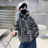 Dječja jakna Proljetna vjetrovka s kapuljačom za dječake Dječja modna gornja odjeća Geometrijski kaputi Dječja školska odjeća Tinejdžerska sportska odjeća