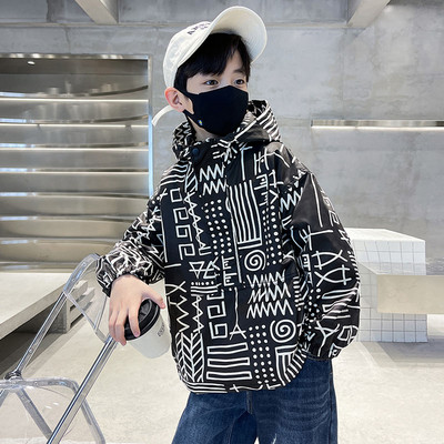 Dječja jakna Proljetna vjetrovka s kapuljačom za dječake Dječja modna gornja odjeća Geometrijski kaputi Dječja školska odjeća Tinejdžerska sportska odjeća