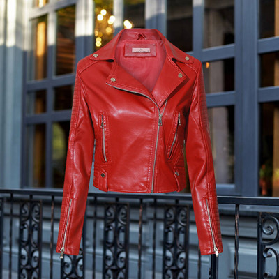 Nova ženska jakna od umjetne kože za 2023., kratki kaput za žene s patentnim zatvaračem i starinskim reverom, uska jakna, jesenske motociklističke jakne s patentnim zatvaračem