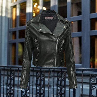 Nova ženska jakna od umjetne kože za 2023., kratki kaput za žene s patentnim zatvaračem i starinskim reverom, uska jakna, jesenske motociklističke jakne s patentnim zatvaračem