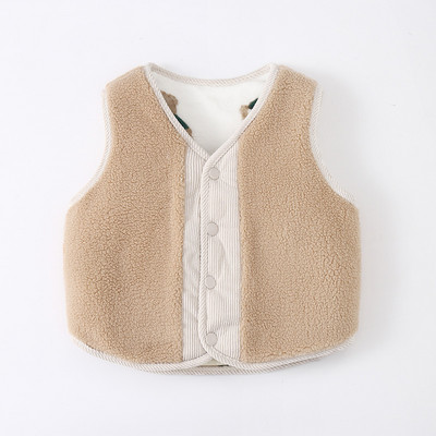 Rudens ziema zēni meitenes bērniem silta veste Jēra vilna plīša samta bērnu mētelis vienkāršs modes bezpiedurkņu bērnu veste virsdrēbes