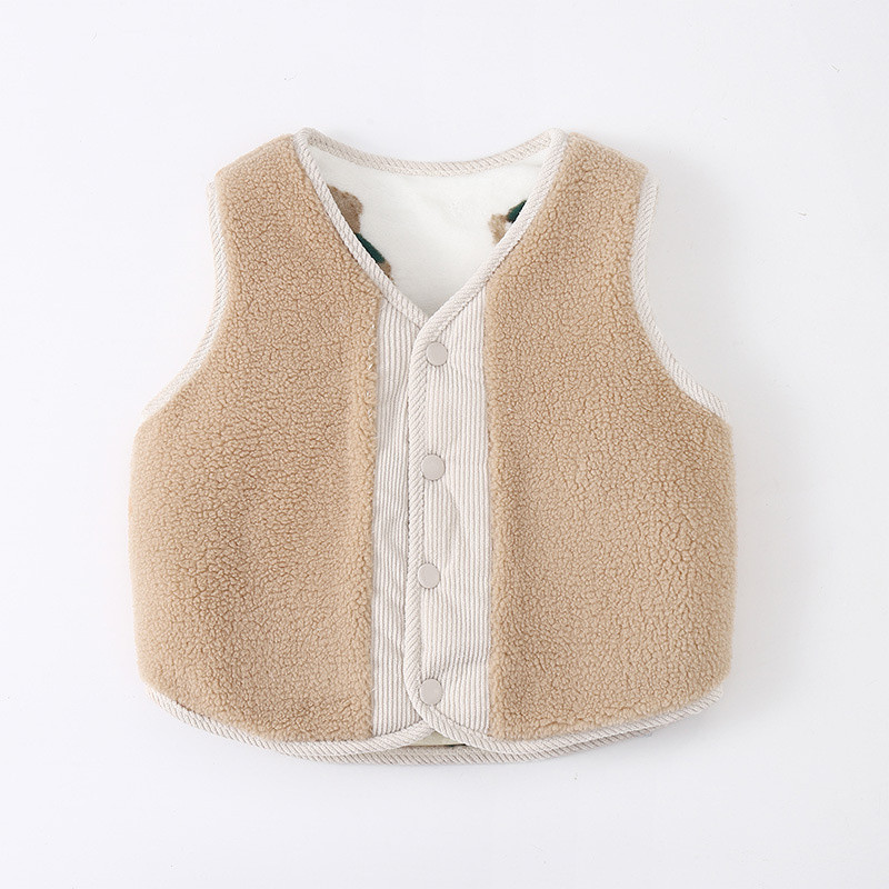 Rudens ziema zēni meitenes bērniem silta veste Jēra vilna plīša samta bērnu mētelis vienkāršs modes bezpiedurkņu bērnu veste virsdrēbes