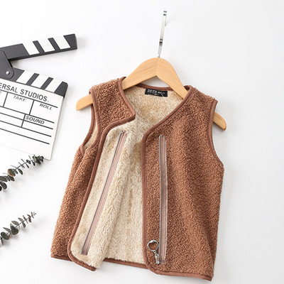 Vestă caldă cu fermoar pentru copii, toamnă iarnă, fleece, design de modă, jachetă fără mâneci pentru copii, băieți, fete, 2-10 ani, vestă