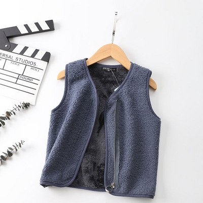 Vestă caldă cu fermoar pentru copii, toamnă iarnă, fleece, design de modă, jachetă fără mâneci pentru copii, băieți, fete, 2-10 ani, vestă