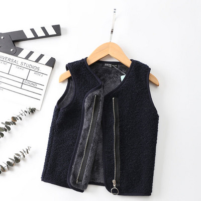 Vestă caldă cu fermoar pentru copii, toamnă iarnă, fleece, design de modă, jachetă fără mâneci pentru copii, băieți, fete, 2-10 ani, vestă
