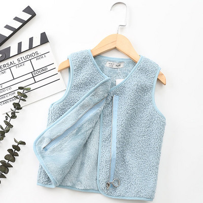 Vestă caldă cu fermoar pentru copii, toamnă iarnă, fleece, design de modă, jachetă fără mâneci pentru copii, băieți, fete, 2-10 ani, vestă