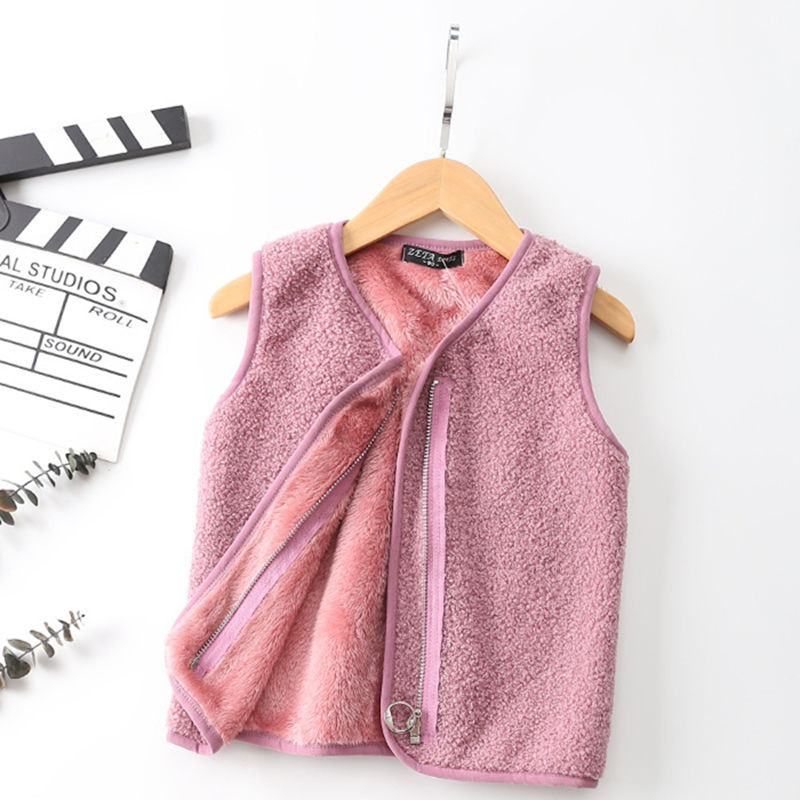 Vestă caldă cu fermoar pentru copii, toamnă iarnă, fleece, design de modă, jachetă fără mâneci pentru copii, băieți, fete, 2-10 ani, vestă