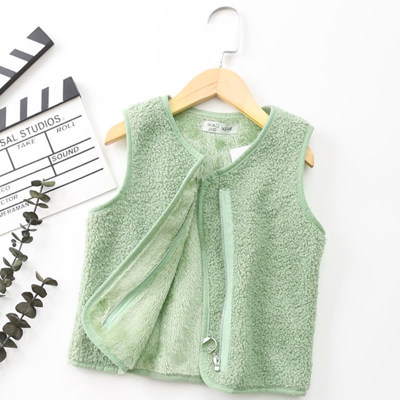 Vestă caldă cu fermoar pentru copii, toamnă iarnă, fleece, design de modă, jachetă fără mâneci pentru copii, băieți, fete, 2-10 ani, vestă