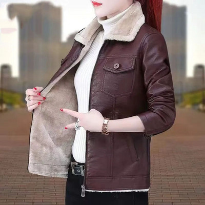 Topla kožna jakna od flisa Ženska jesen i zima 2022. Novi trend krznenih ovratnika Jednodijelne modne široke ženske jakne Trend