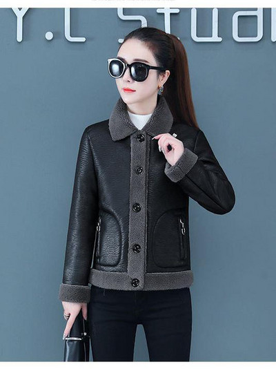 Topla kožna jakna od flisa Ženska jesen i zima 2022. Novi trend krznenih ovratnika Jednodijelne modne široke ženske jakne Trend