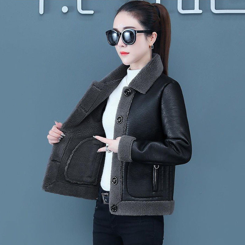 Topla kožna jakna od flisa Ženska jesen i zima 2022. Novi trend krznenih ovratnika Jednodijelne modne široke ženske jakne Trend