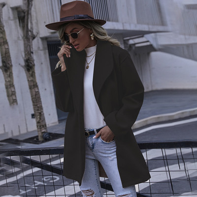 Jesen/zima Jakna dugih rukava s jednim gumbom na rever Moda srednjeg temperamenta Putnička uredska ljepota Ležerna jakna Ženski kaput