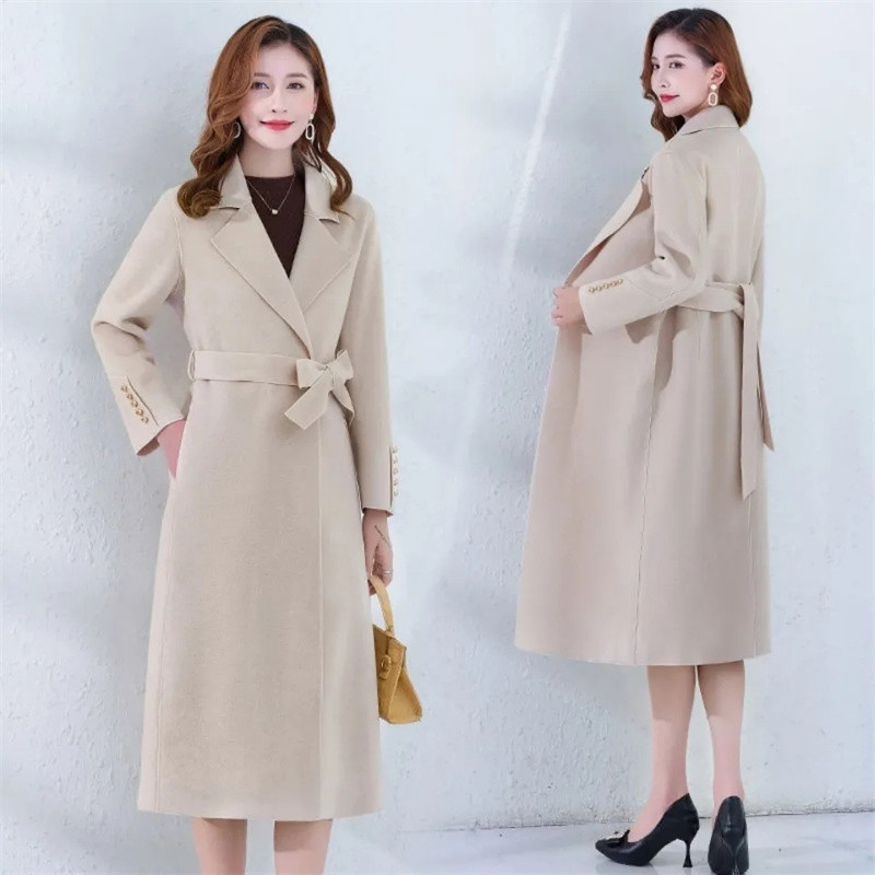 2023 HOT noi femei din lână jachetă femei cu centură lungă din lână iarnă toamnă caldă modă amestecuri de lână îmbrăcăminte Abrigo Mujer