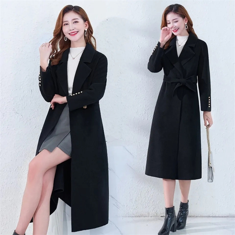 2023 HOT noi femei din lână jachetă femei cu centură lungă din lână iarnă toamnă caldă modă amestecuri de lână îmbrăcăminte Abrigo Mujer