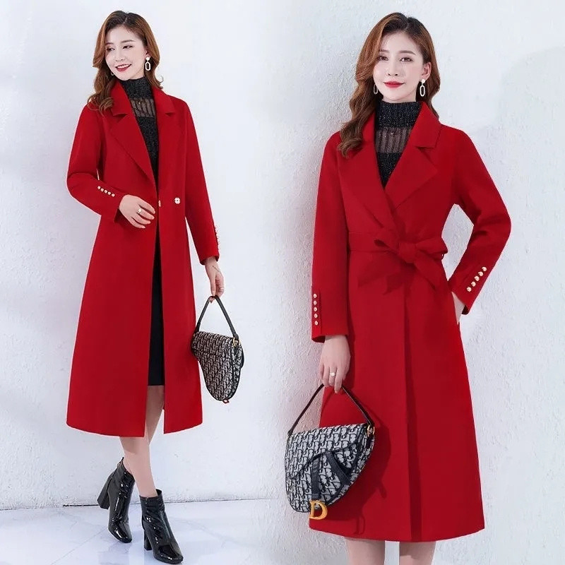 2023 HOT noi femei din lână jachetă femei cu centură lungă din lână iarnă toamnă caldă modă amestecuri de lână îmbrăcăminte Abrigo Mujer
