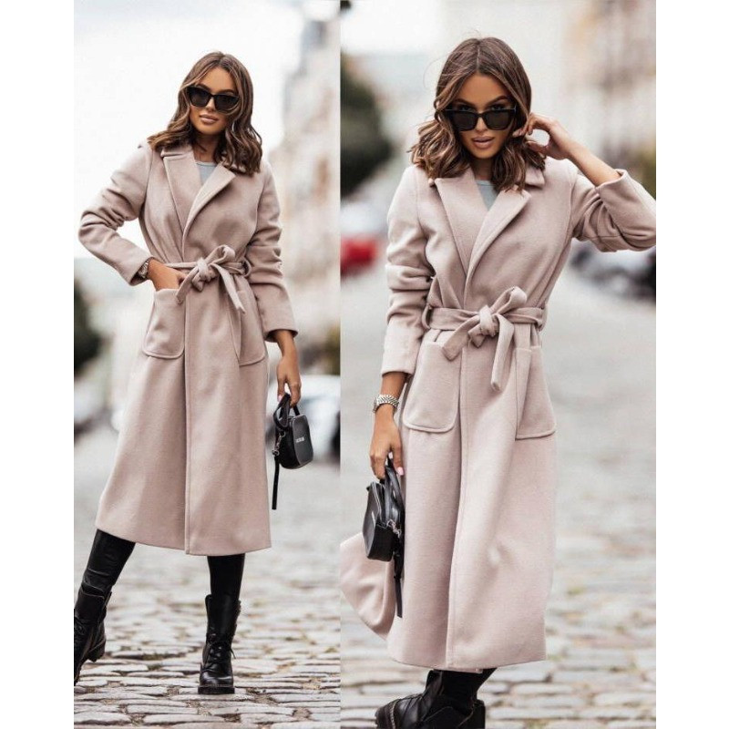 Mēteļi Mežģīnes ar garām piedurknēm Atloks Poga Y2K Rudens Vilnas Mēteļi Sieviešu Masīvas Kabatas Jakas Jakas Vilnas Mētelis Jakas