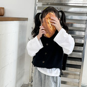 Veste korejiešu jauns rudens stils bērnu apģērbs zēnu meiteņu džemperis ikdienišķs adījums vienkrāsains pogas, vienas rindas daudzpusīgs virsdrēbes