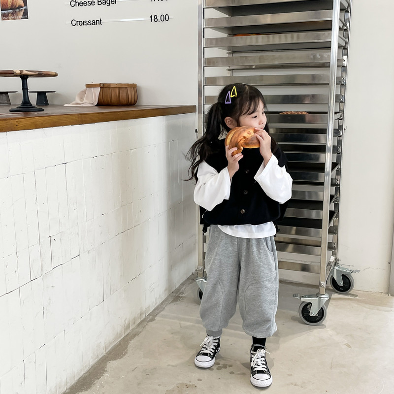 Veste korejiešu jauns rudens stils bērnu apģērbs zēnu meiteņu džemperis ikdienišķs adījums vienkrāsains pogas, vienas rindas daudzpusīgs virsdrēbes