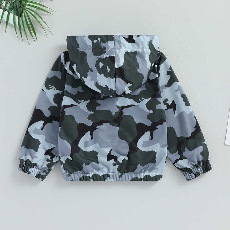 FOCUSNORM 3-6 ani Copii mici Băieți Hanorace Jachetă Camuflaj imprimat cu glugă cu mânecă lungă Fermoar Toamnă Iarnă Îmbrăcăminte exterioară