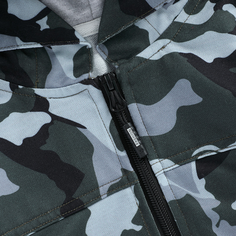 FOCUSNORM 3-6 ani Copii mici Băieți Hanorace Jachetă Camuflaj imprimat cu glugă cu mânecă lungă Fermoar Toamnă Iarnă Îmbrăcăminte exterioară