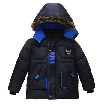 Модни зимни якета за момчета през 2021 г. Топли връхни дрехи с качулка Детски дрехи Дебели плюшени топли палта парка Памучни дрехи за момчета Спорт