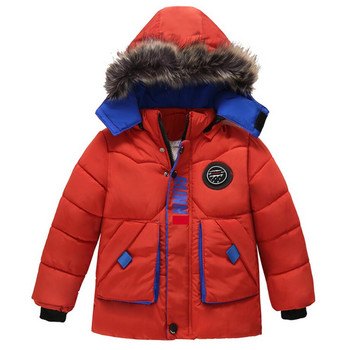 Модни зимни якета за момчета през 2021 г. Топли връхни дрехи с качулка Детски дрехи Дебели плюшени топли палта парка Памучни дрехи за момчета Спорт