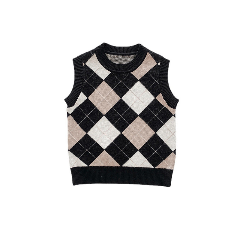 Vestă tricotată pentru copii în stil coreean, 2023, nouă modă, școală, haine pentru băieți, vestă fără mâneci pentru fete, îmbrăcăminte exterioară