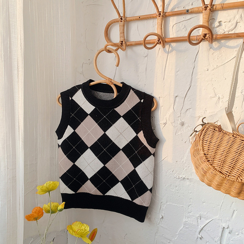 Vestă tricotată pentru copii în stil coreean, 2023, nouă modă, școală, haine pentru băieți, vestă fără mâneci pentru fete, îmbrăcăminte exterioară