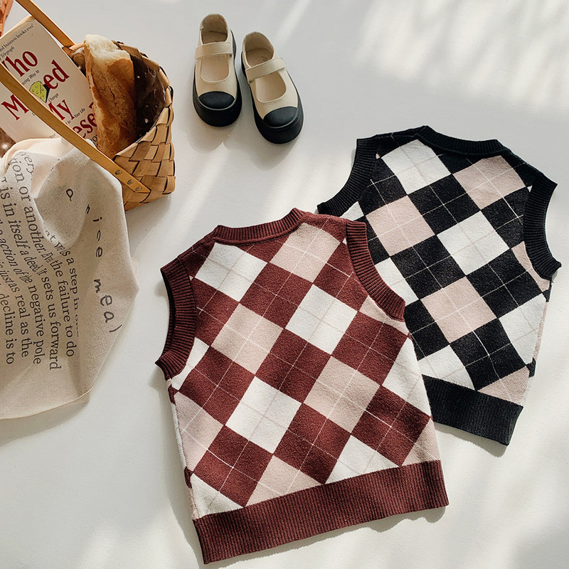 Vestă tricotată pentru copii în stil coreean, 2023, nouă modă, școală, haine pentru băieți, vestă fără mâneci pentru fete, îmbrăcăminte exterioară