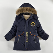 Χειμερινό νέο μπουφάν για αγόρια Keep ζεστό Χοντρό γράμμα μόδας γιακάς για αγόρια με κουκούλα με φερμουάρ Φθινοπωρινά εξωτερικά ρούχα 4-8 ετών Παιδικά ρούχα