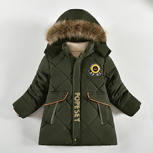 Χειμερινό νέο μπουφάν για αγόρια Keep ζεστό Χοντρό γράμμα μόδας γιακάς για αγόρια με κουκούλα με φερμουάρ Φθινοπωρινά εξωτερικά ρούχα 4-8 ετών Παιδικά ρούχα