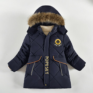Χειμερινό νέο μπουφάν για αγόρια Keep ζεστό Χοντρό γράμμα μόδας γιακάς για αγόρια με κουκούλα με φερμουάρ Φθινοπωρινά εξωτερικά ρούχα 4-8 ετών Παιδικά ρούχα