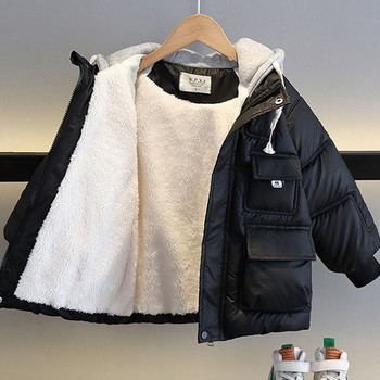 Тийнейджърско зимно пухено яке за момчета Топли модно бебешко палто с качулка и цип Връхни дрехи за момчета Подарък за рожден ден 4-14 години Детски дрехи