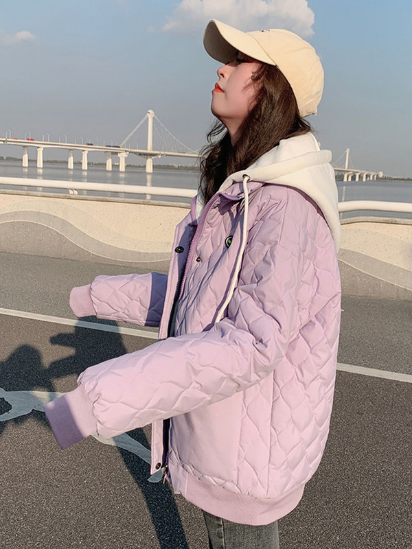 KBAT Modne parke Ljubičasta jakna s kapuljačom Ženska zima 2022. Široki pamučno podstavljeni kaput Sonw Deblja topla gornja odjeća Ženska