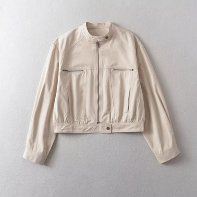 Jachetă din bumbac de toamnă pentru femei. Jachetă de bază largi, jachetă de baseball cu mânecă lungă, ocazional bomber, îmbrăcăminte exterioară pentru femei, îmbrăcăminte stradală vintage