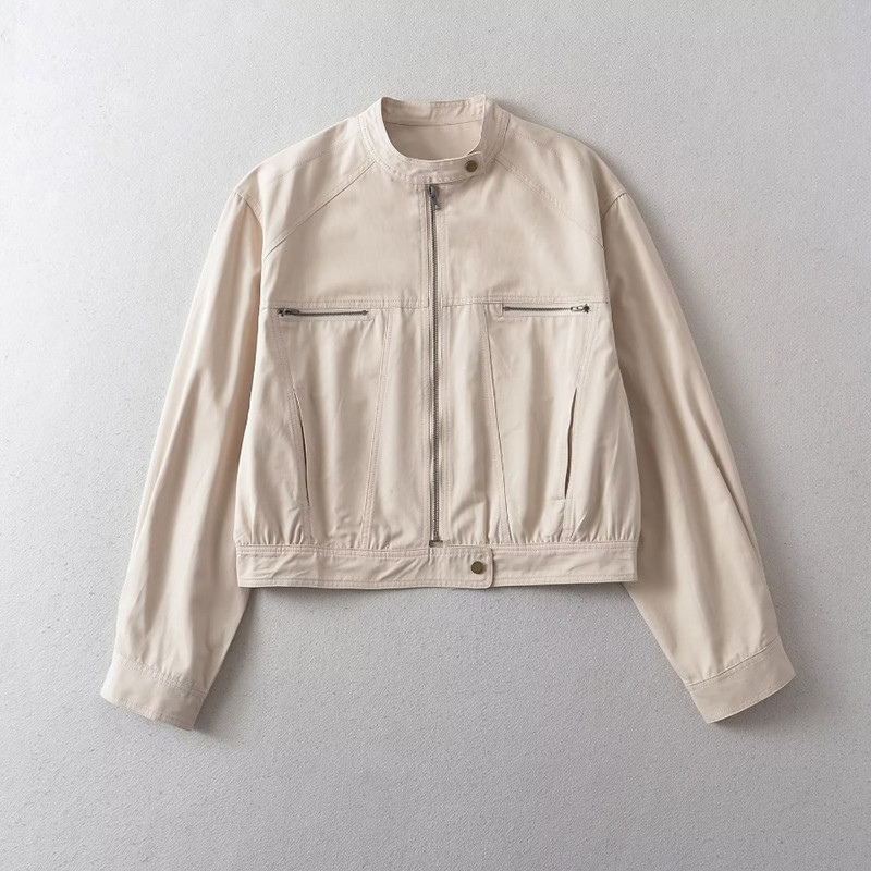 Jachetă din bumbac de toamnă pentru femei. Jachetă de bază largi, jachetă de baseball cu mânecă lungă, ocazional bomber, îmbrăcăminte exterioară pentru femei, îmbrăcăminte stradală vintage