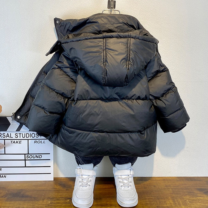 Adolescenți Băieți Jachetă Puf Toamnă Iarna Păstrați Caldura Culoare Solidă La modă Îmbrăcăminte exterioară cu glugă Fermoar Palton băieți 4-14 ani Haine pentru copii