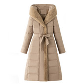 2023, noua jachetă puf pentru femei, iarnă, parka lungă, cu glugă, îngroșată, caldă, pentru femei, haină de zăpadă, cu o curea, îmbrăcăminte largi căptușită din bumbac