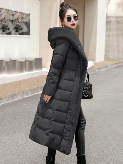 2023, noua jachetă puf pentru femei, iarnă, parka lungă, cu glugă, îngroșată, caldă, pentru femei, haină de zăpadă, cu o curea, îmbrăcăminte largi căptușită din bumbac